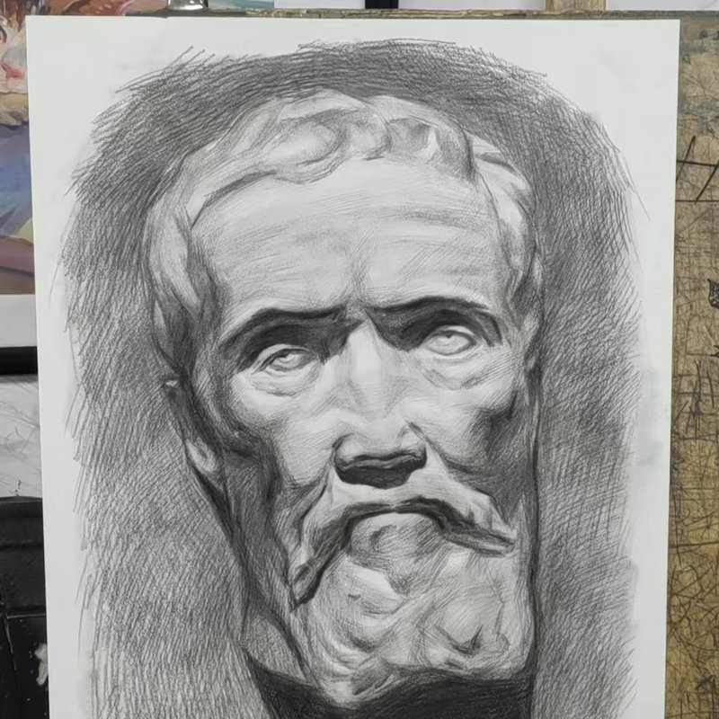 素描石膏头像作品