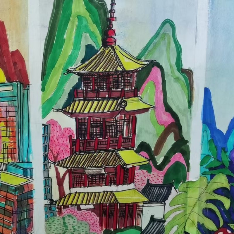 建筑马克笔作品